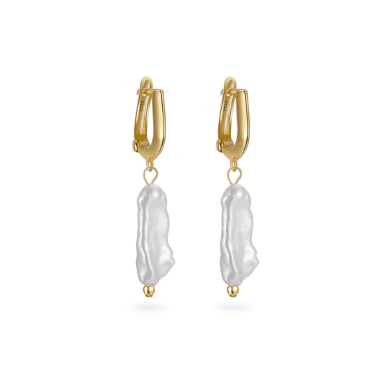 pearl drop earrings, baroque pearl gold huggie earrings womens jewellery