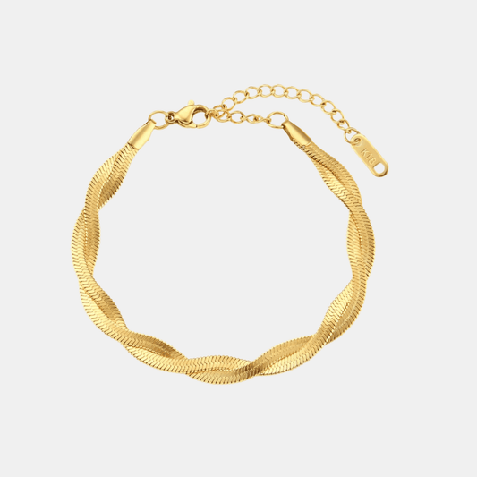 Stunning Women's Herringbone Bracelet - Luxurious 18K Gold Plating Shines with Radiant Brilliance"