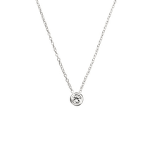 Load image into Gallery viewer, bezel solitaire diamond necklace womens jewellery, womens trendy fashion jewellery, necklace stack, necklace layering , gold and silver 
